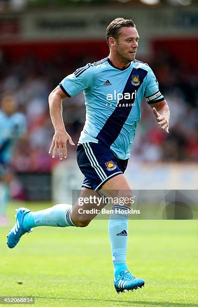 Kevin Nolan of West Ham in action during the Pre Season Friendly match between Stevenage and West Ham United at The Lamex Stadium on July 12, 2014 in...