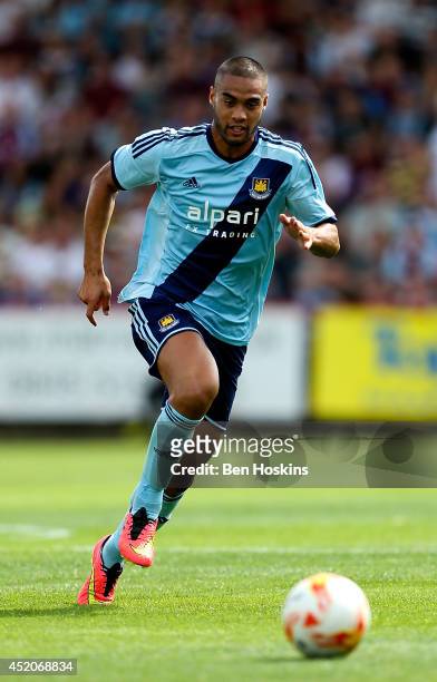 Winston Reid of West Ham in action during the Pre Season Friendly match between Stevenage and West Ham United at The Lamex Stadium on July 12, 2014...