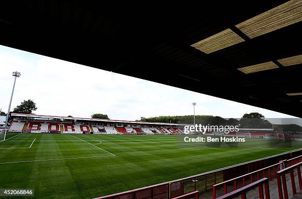 General view of the stadium prior to the Pre Season Friendly match between Stevenage and West Ham United at The Lamex Stadium on July 12, 2014 in...