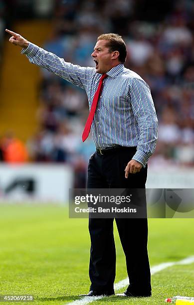 Stevenage manager Graham Westley shouts instructions during the Pre Season Friendly match between Stevenage and West Ham United at The Lamex Stadium...