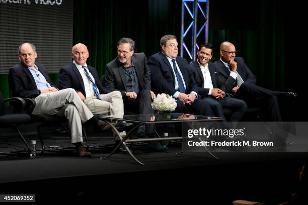 Executive producer Jonathan Alter, actor Matt Malloy, creator/writer Garry Trudeau, actors John Goodman, Mark Consuelos and Clark Johnson speak...