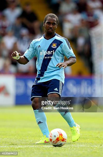 Jaanai Gordon of West Ham in action during the Pre Season Friendly match between Stevenage and West Ham United at The Lamex Stadium on July 12, 2014...