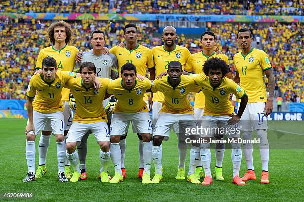 Brazil pose for a team photo prior to the 2014 FIFA World Cup Brazil Third Place Playoff match between Brazil and the Netherlands at Estadio Nacional...