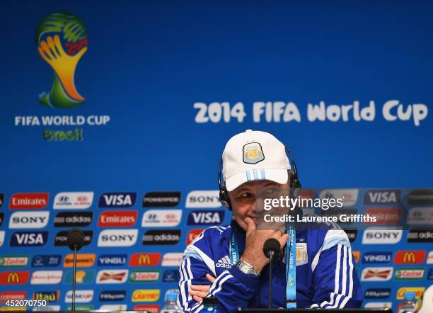 Alejandro Sabella of Argentina faces the media during a press conference at Maracana on July 12, 2014 in Rio de Janeiro, Brazil.