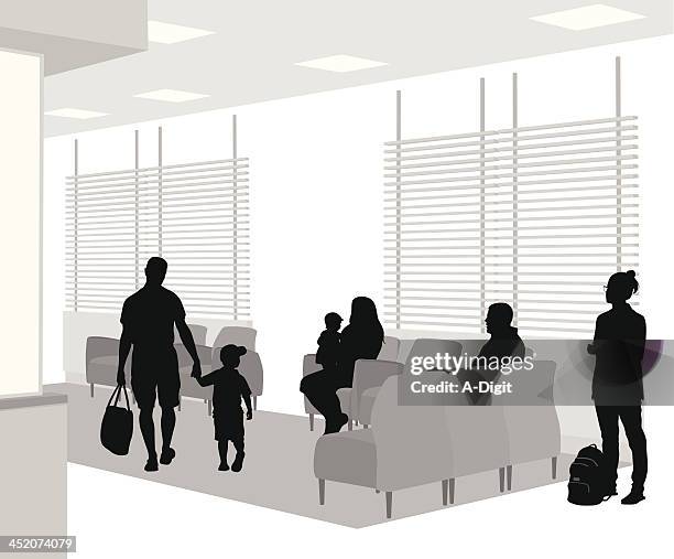healthcarevwait - waiting room clinic stock illustrations