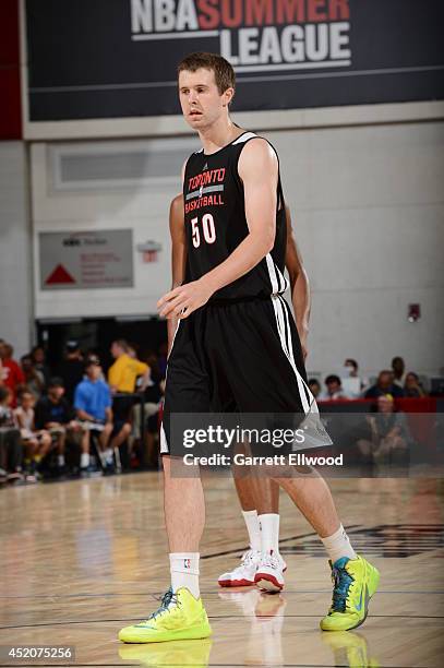 John Shurna of the Toronto Raptors during the game against the Denver Nuggets at the Samsung NBA Summer League 2014 on July 12, 2014 at the Cox...