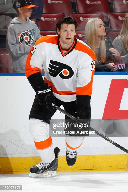 Jay Rosehill of the Philadelphia Flyers skates prior to the game against the Florida Panthers at the BB&T Center on November 25, 2013 in Sunrise,...