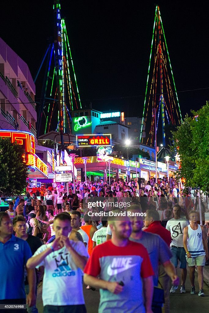Tourists Flock To The Mallorcan Town Of Magaluf