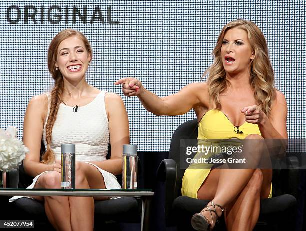 Actresses Alexia Dox and Allison Dunbar speak onstage during the 'Quick Draw' panel at Hulu's TCA Presentation at The Beverly Hilton Hotel on July...