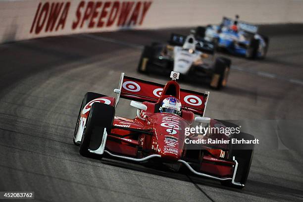 Scott Dixon of New Zealand, driver of the Target Chip Ganassi Racing Dallara Chevrolet, during the Iowa Corn Indy 300 at Iowa Speedway on July 12,...