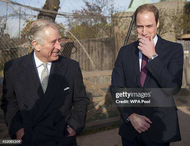 Prince William, Duke of Cambridge and Prince Charles, Prince of Wales attend a meeting of 'United for Wildlife' at the Zoological Society of London...