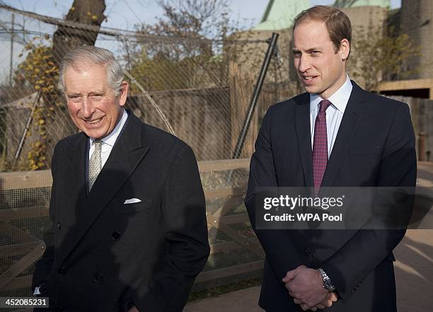 Prince William, Duke of Cambridge and Prince Charles, Prince of Wales attend a meeting of 'United for Wildlife' at the Zoological Society of London...