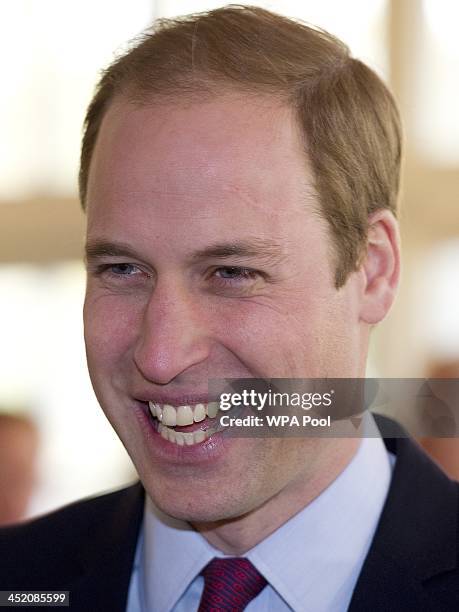 Prince William, Duke of Cambridge smiles as he attends a meeting of 'United for Wildlife' at the Zoological Society of London on November 26, 2013 in...