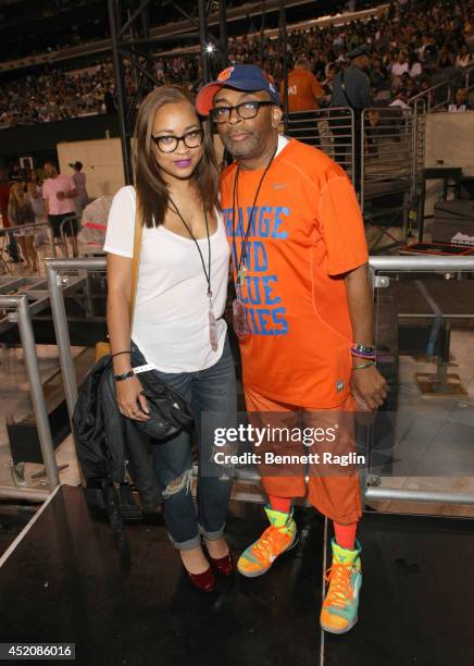 Director Spike Lee and daughter Satchel Lee attend D'USSE VIP Riser + Lounge At On The Run Tour - MetLife Stadium on July 12, 2014 in East Rutherford...