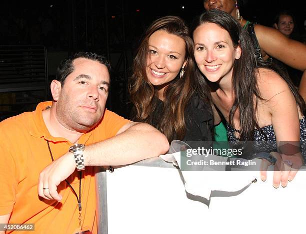 Ron Berkowitz, Jenna Kneit, and Laurie Berkowitz attend D'USSE VIP Riser + Lounge At On The Run Tour - MetLife Stadium on July 12, 2014 in East...