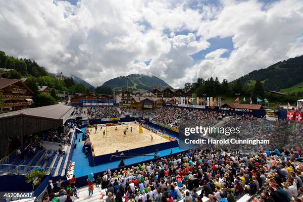 General view of the central court during the mens main draw match Dalhausser-Rosenthal v Ricardo-Alvaro Filho as part of the fifth day of the FIVB...