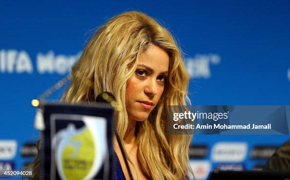 Shakira attends a press conference prior to the final match of the