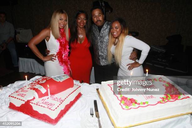 Ashanti, Tina Douglas, Ken-Kaide Thomas Douglas and Kenashia 'Shia' Douglas attend Tina's Forever Young Birthday Extravaganza at Crest Hollow Country...