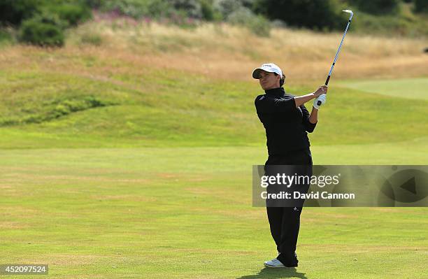 Mo Martin of the United States hits an approach shot on the 17th hole during the final round of the Ricoh Women's British Open at Royal Birkdale on...