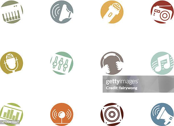 stockillustraties, clipart, cartoons en iconen met music and sound icons - computer speaker