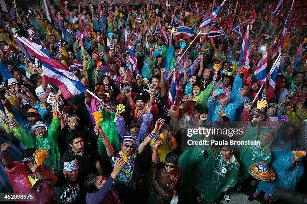 Anti-government protesters demonstrate outside the Ministry of Interior in a bid to oust the current government of Yingluck Shinawatra November 26,...