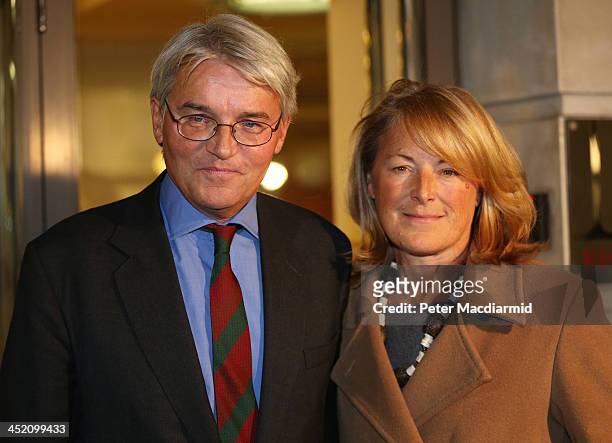 Former Chief Whip Andrew Mitchell stands with his wife Dr Sharon Bennett after speaking to reporters on November 26, 2013 in London, England. One...