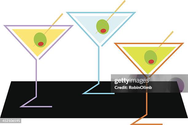 three martinis - gin stock illustrations