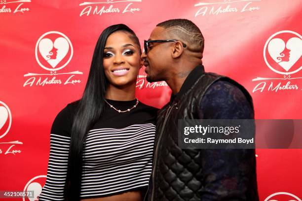 Joseline Hernandez and Stevie J. From "VH1's "Love & Hip-Hop Atlanta", poses for red carpet photos for "A Mother's Love" stage play at the Rialto...