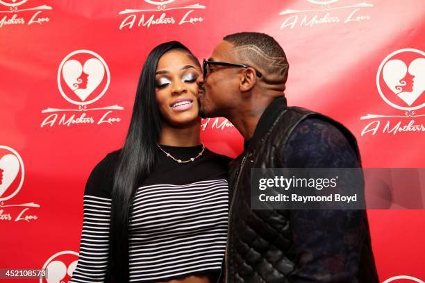 Joseline Hernandez and Stevie J. From "VH1's "Love & Hip-Hop Atlanta", poses for red carpet photos for "A Mother's Love" stage play at the Rialto...