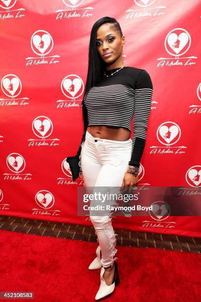 Joseline Hernandez from "VH1's "Love & Hip-Hop Atlanta", poses for red carpet photos for "A Mother's Love" stage play at the Rialto Center For The...