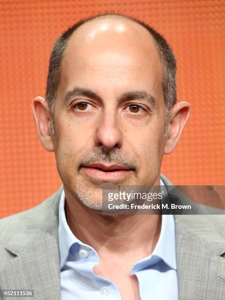 Executive producer David S. Goyer speaks onstage at the "Constantine" panel during the NBCUniversal portion of the 2014 Summer Television Critics...