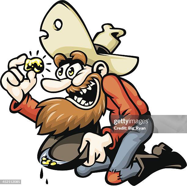 cartoon gold miner - prospecting stock illustrations