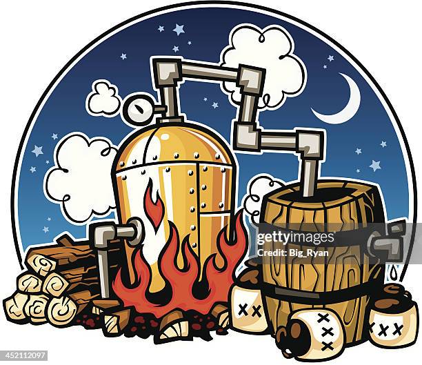 moonshine distillery - distillation stock-grafiken, -clipart, -cartoons und -symbole