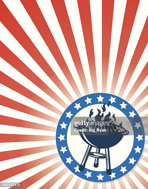 patriotic grill flyer - hibachi stock illustrations
