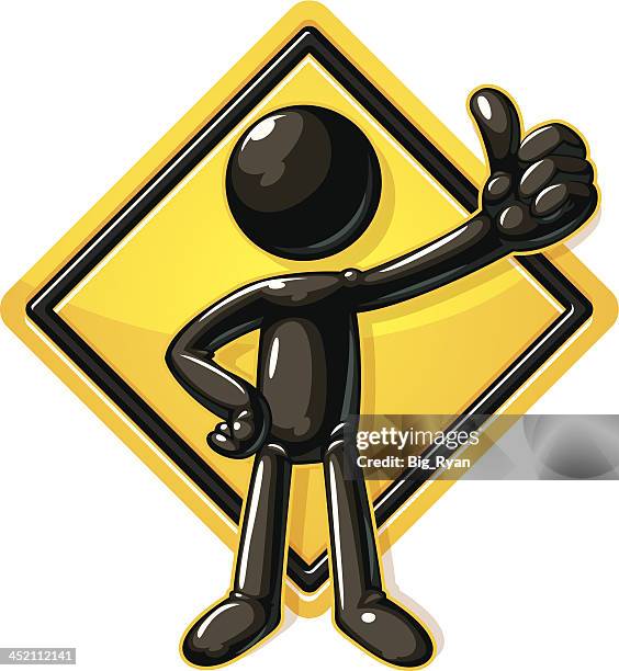 thumbs up road sign guy - hitchhiking stock illustrations
