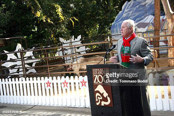 Councilman Tom LaBonge kicks off the L.A. Zoo's holiday festivities and welcomes Santa and his reindeer to the L.A. Zoo held at the Los Angeles Zoo...
