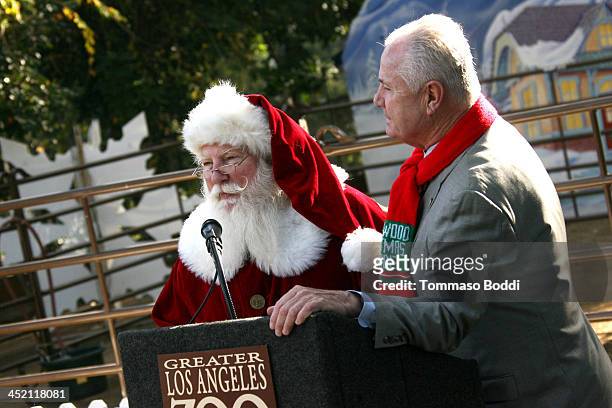 Councilman Tom LaBonge and Santa Claus kick off the L.A. Zoo's holiday festivities and welcomes Santa and his reindeer to the L.A. Zoo held at the...