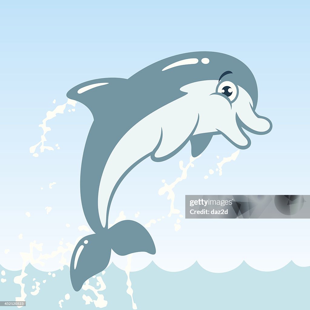 Cute Jumping Dolphin Cartoon Character