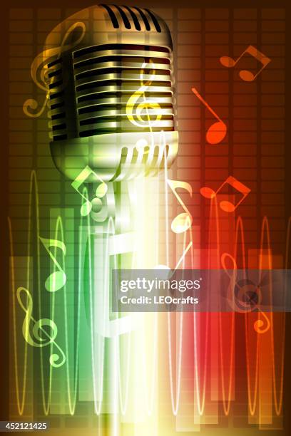 abstract music background with microphone - microphone background stock illustrations