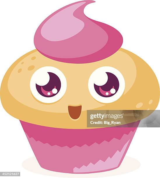 kawaii cupcake - cake on face stock illustrations
