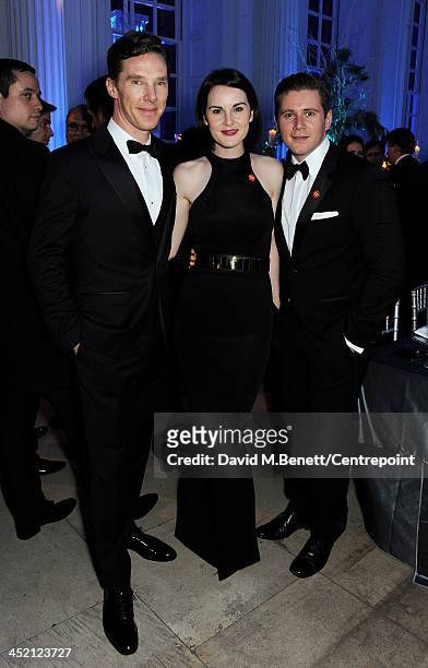 Benedict Cumberbatch, Michelle Dockery and Allen Leech attend the Winter Whites Gala in aid of Centrepoint at Kensington Palace on November 26, 2013...