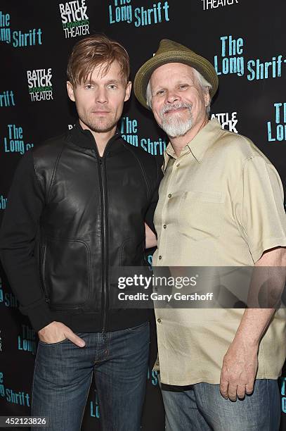 Actors Scott Haze and Brian Lally attend the after party during "The Long Shrift" opening night at Rattlestick Playwrights Theater on July 13, 2014...