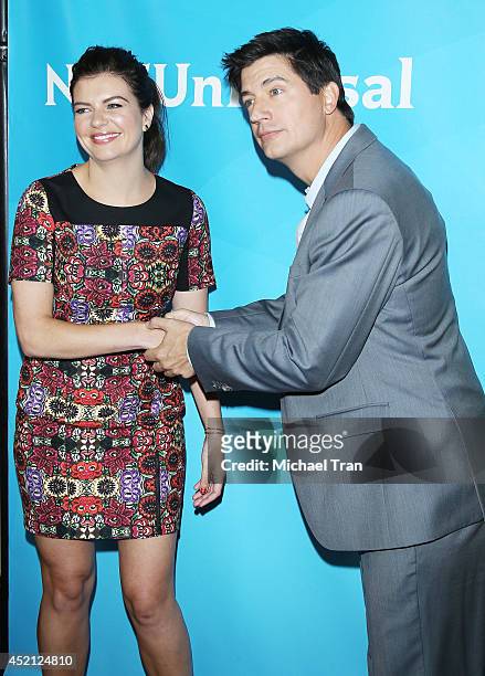 Casey Wilson and Ken Marino arrive at NBCUniversal's 2014 Summer TCA Tour - Day 1 held at The Beverly Hilton Hotel on July 13, 2014 in Beverly Hills,...