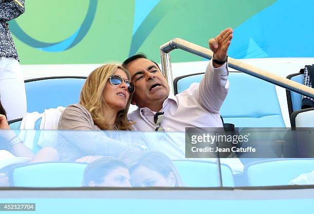 Carlos Ghosn and Carole Ghosn attend the 2014 FIFA World Cup Brazil Final match between Germany and Argentina at Estadio Maracana on July 13, 2014 in...