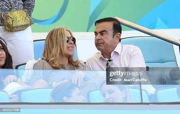 Carlos Ghosn and Carole Ghosn attend the 2014 FIFA World Cup Brazil Final match between Germany and Argentina at Estadio Maracana on July 13, 2014 in...