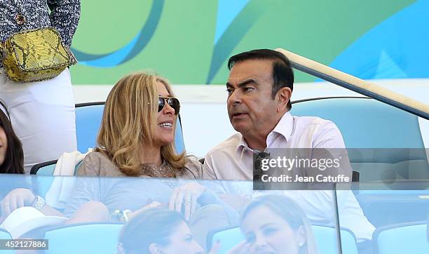 Carlos Ghosn and Carole Ghosn attend the 2014 FIFA World Cup Brazil Final match between Germany and Argentina at Estadio Maracana on July 13, 2014 in...