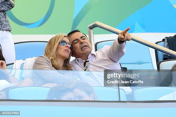 Carlos Ghosn and Carole Ghosn attend the 2014 FIFA World Cup Brazil Final match between Germany and Argentina at Estadio Maracana on July 13, 2014 in...