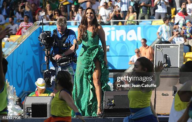 Ivete Sangalo performs during the show prior to the 2014 FIFA World Cup Brazil Final match between Germany and Argentina at Estadio Maracana on July...