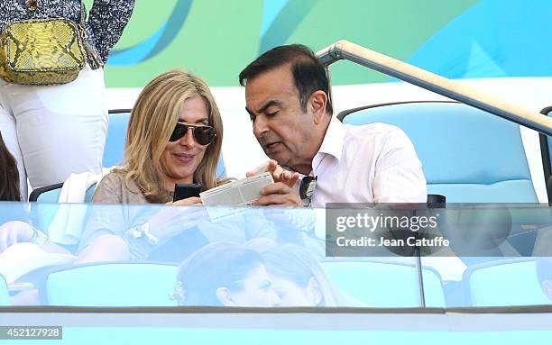 Carlos Ghosn and Carole Ghosn attend the 2014 FIFA World Cup Brazil Final match between Germany and Argentina at Estadio Maracana on July 13, 2014 in...