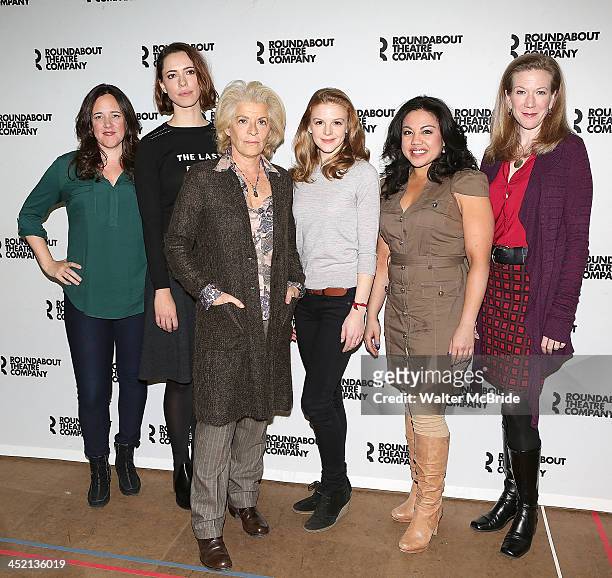 Karen Walsh, Rebecca Hall, Suzanne Bertish, Ashley Bell, Maria-Christina Oliveras and Henny Russell attend the "Machinal" Cast Photo Call at the...